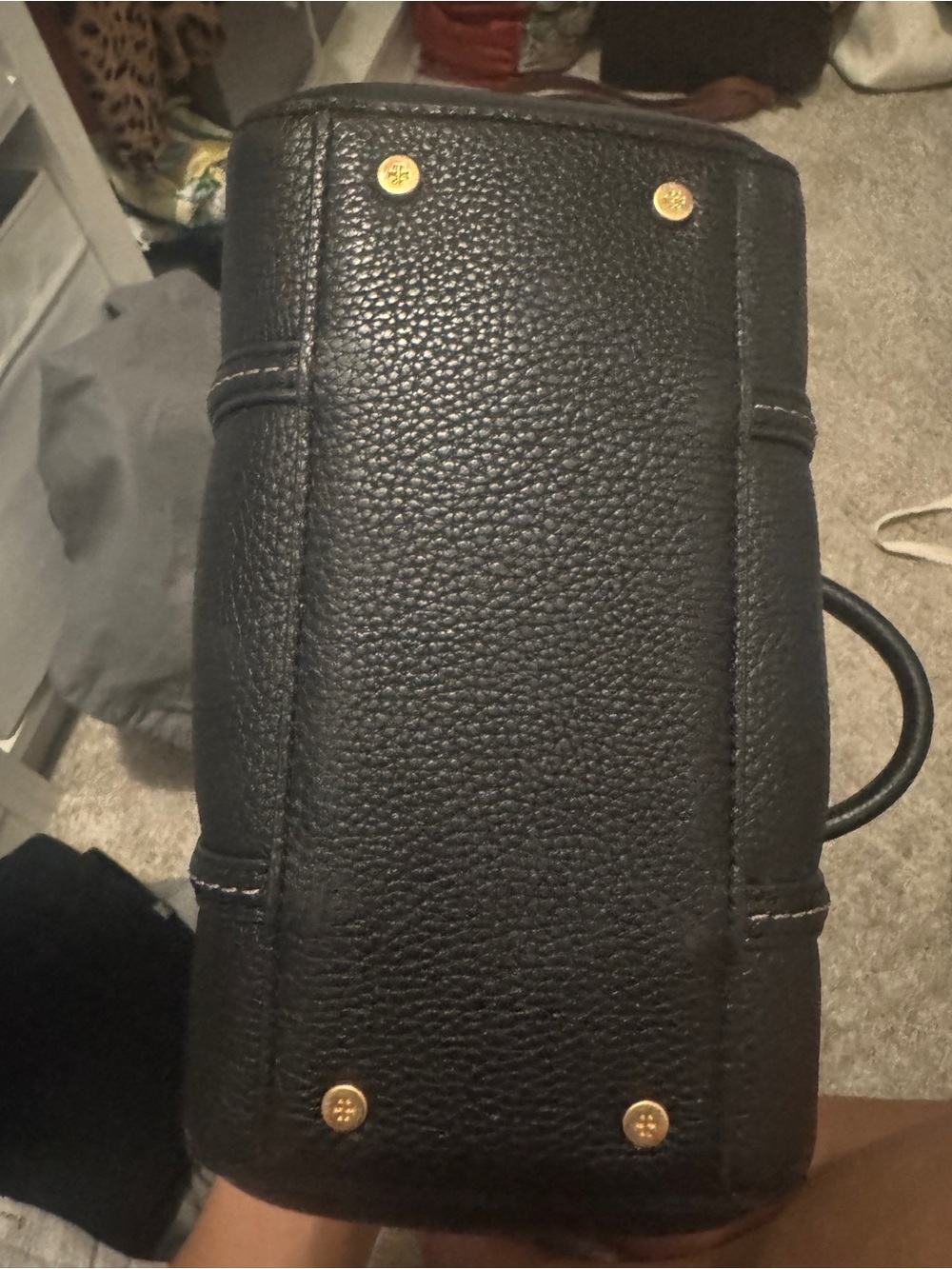 Tory Burch Black Pebbled Leather Satchel with Gold Hardware small - Picture 5 of 6